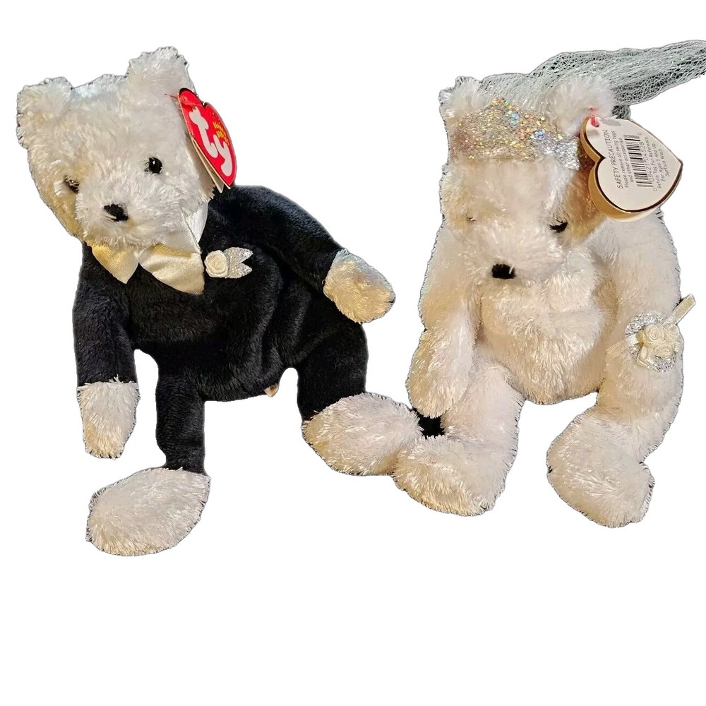 Ty Beanie Babies Bride & Groom Bear Set Retired 2002 NWT Wedding Gift